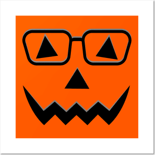 Black halloween pumpkin face Posters and Art